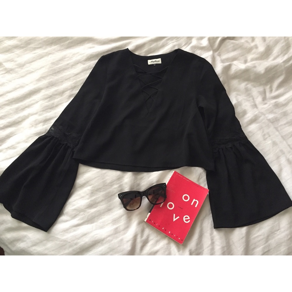 Lace up Bell Sleeve Top